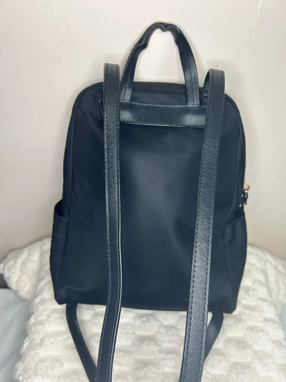 Kate Spade Blake Ave black nylon mini backpack with gold hardware